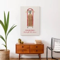 Dashing Snow Sled 20x30 Canvas Wall Art -Michaels Store D518328S 4
