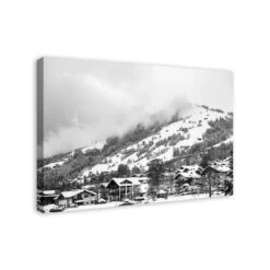 Grayscale Mountain Homes 36x24 Canvas Wall Art -Michaels Store D518333S 2