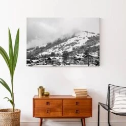 Grayscale Mountain Homes 36x24 Canvas Wall Art -Michaels Store D518333S 4