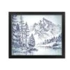 20" Mountain Forest Drawing Framed Wall Art