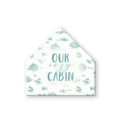Snowy Town Pattern Teal Cozy Cabin 17x17 House Shaped Canvas