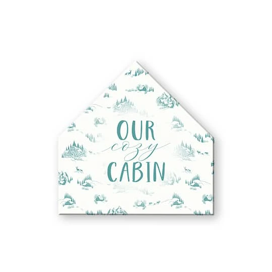 Snowy Town Pattern Teal Cozy Cabin 17x17 House Shaped Canvas 1 Snowy Town Pattern Teal Cozy Cabin 17x17 House Shaped Canvas