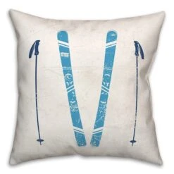 Let It Snow Skis18x18 Throw Pillow