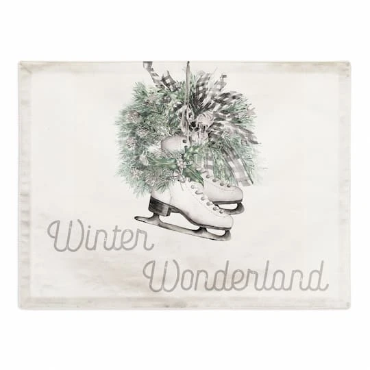 Wreath Winter Wonderland 18x14 Poly Twill Placemat 1 Wreath Winter Wonderland 18x14 Poly Twill Placemat