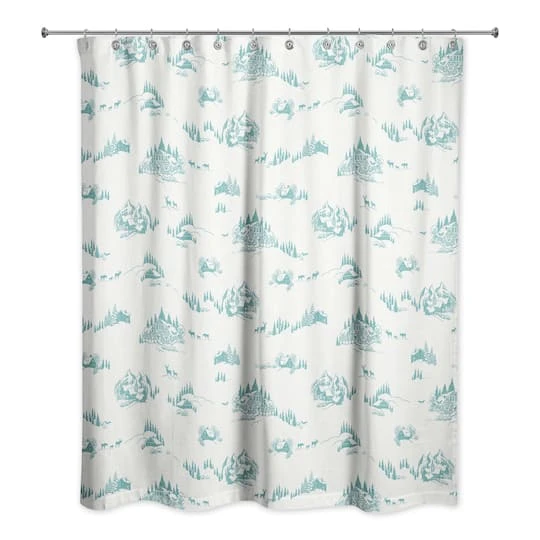 Snowy Town Teal Shower Curtain 2 Snowy Town Teal Shower Curtain - Image 2