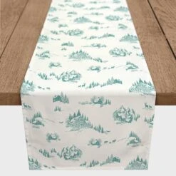 Snowy Town Teal 16x90 Poly Twill Table Runner -Michaels Store D518384S 2