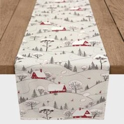 Snowy Village 16x72 Poly Twill Table Runner -Michaels Store D518398S 2