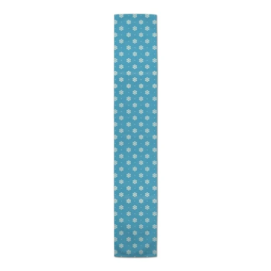 Simple Snowflake Blue 16x72 Poly Twill Table Runner 4 Simple Snowflake Blue 16x72 Poly Twill Table Runner - Image 4