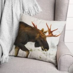 Moose In Snow 18x18 Throw Pillow 5 Moose In Snow 18x18 Throw Pillow -Michaels Store D518407S 2
