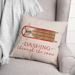 Dashing Snow Sled 18x18 Throw Pillow -Michaels Store D518419S 2