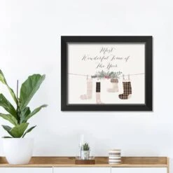 14" Most Wonderful Time Stockings Black Framed Print Wall Art -Michaels Store D518461S 2