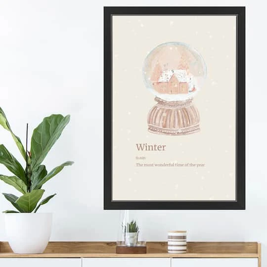 30" Snow Globe Winter Black Framed Print Wall Art 3 30" Snow Globe Winter Black Framed Print Wall Art - Image 3