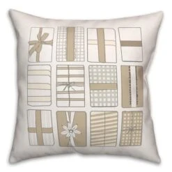 Neutral Gift Boxes 18x18 Throw Pillow