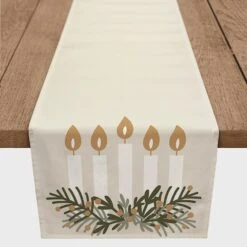 Candles With Greenery 16x90 Poly Twill Table Runner -Michaels Store D518487S 2