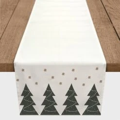 72" Christmas Tree Snow Twill Table Runner 6 72" Christmas Tree Snow Twill Table Runner -Michaels Store D518489S 2