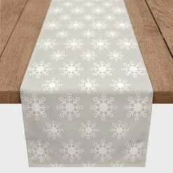 Neutral Snow Flakes 16x72 Poly Twill Table Runner 6 Neutral Snow Flakes 16x72 Poly Twill Table Runner -Michaels Store D518491S 2