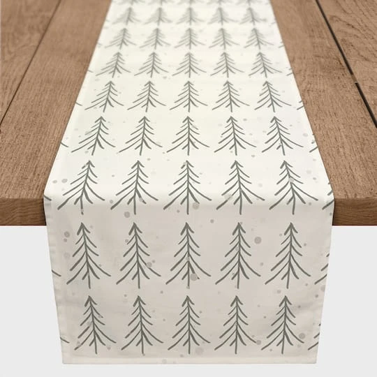 Tree Winter Snow 16x90 Poly Twill Table Runner 3 Tree Winter Snow 16x90 Poly Twill Table Runner - Image 3