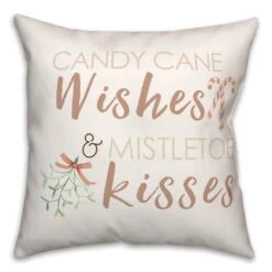 Candycane Wishes Kisses 18x18 Throw Pillow