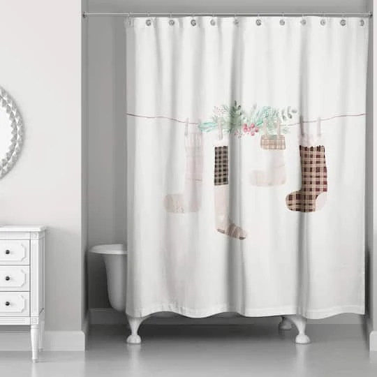 Most Wonderful Stockings Shower Curtain 2 Most Wonderful Stockings Shower Curtain - Image 2