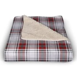 Red And Gray Plaid 50x60 Sherpa Fleece Blanket -Michaels Store D518541S 2