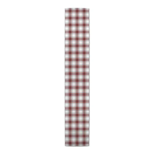 Red Gray Plaid 16x90 Cotton Twill Runner 4 Red Gray Plaid 16x90 Cotton Twill Runner - Image 4