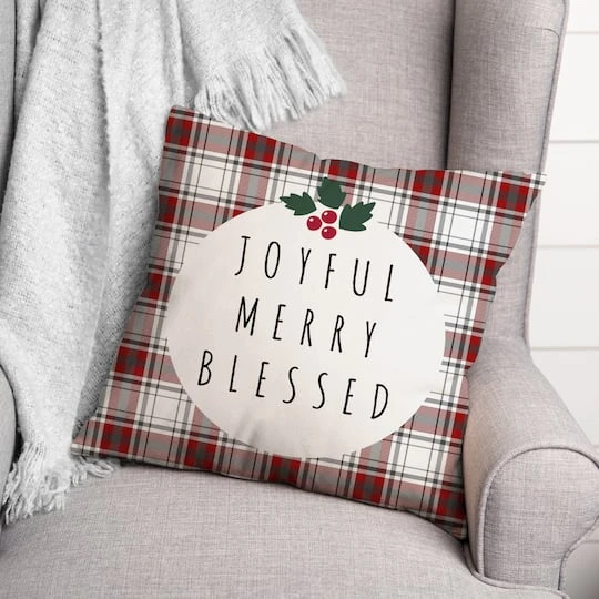 Joyful Merry Blessed 18x18 Throw Pillow 4 Joyful Merry Blessed 18x18 Throw Pillow - Image 4