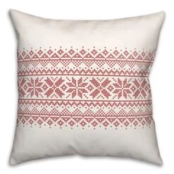 Knit Snowflakes 18x18 Throw Pillow
