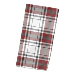 Red Gray Plaid 10x10 Cotton Twill Napkin -Michaels Store D518588S 2