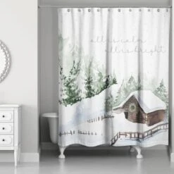 Snowy Cabin Shower Curtain -Michaels Store D518612S 2