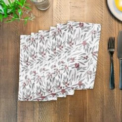 Holly And Leaves 10x10 Cotton Twill Napkin -Michaels Store D518617S 3