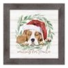 Designs Direct 16" X 16" Santa Dog Western Gray Framed Print