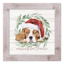 Designs Direct 16" X 16" Santa Dog Western White Framed Print