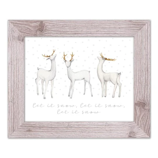 Designs Direct 14" X 11" Snow Reindeers Western White Framed Print 2 Designs Direct 14" X 11" Snow Reindeers Western White Framed Print - Image 2