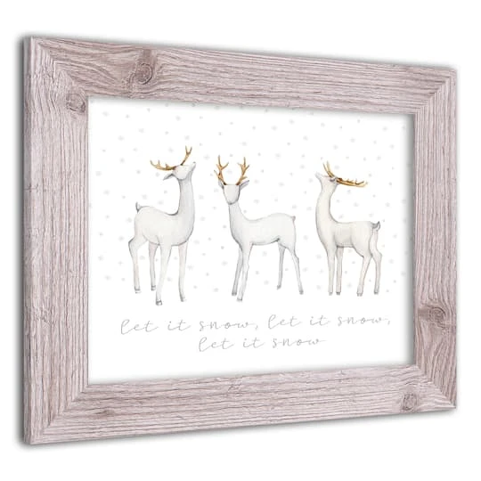 Designs Direct 14" X 11" Snow Reindeers Western White Framed Print 3 Designs Direct 14" X 11" Snow Reindeers Western White Framed Print - Image 3
