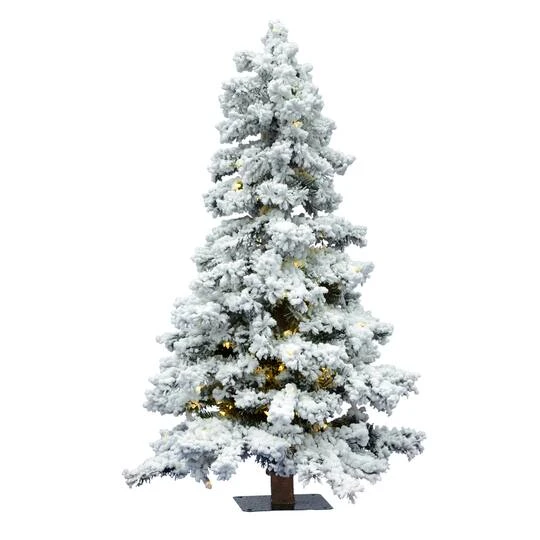 4ft. Pre-Lit Flocked Spruce Artificial Christmas Tree, Warm White Dura-Lit® Lights 2 4ft. Pre-Lit Flocked Spruce Artificial Christmas Tree, Warm White Dura-Lit® Lights - Image 2