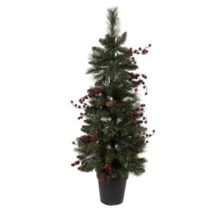 4-Piece Pre-Lit Artificial Christmas Tree, Wreath & Garland Set, Warm White LED Lights -Michaels Store D522551S 2