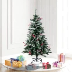 4.5ft. Unlit Snow Tipped Pine & Berry Artificial Christmas Tree -Michaels Store D522630S 2