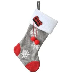 18" Gray Christmas Stocking With Snowflakes -Michaels Store D531296S