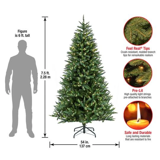 7.5ft. Pre-Lit Spada Pine Artificial Christmas Tree, Clear LED Lights 6 7.5ft. Pre-Lit Spada Pine Artificial Christmas Tree, Clear LED Lights - Image 6