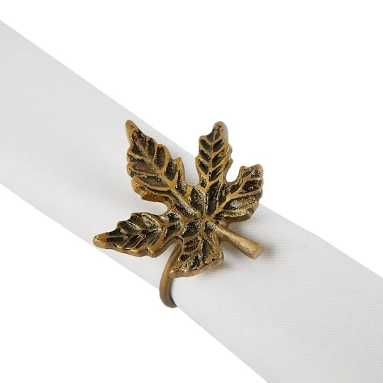 DII® Gold Maple Leaf Napkin Rings, 6ct. 3 DII® Gold Maple Leaf Napkin Rings, 6ct. - Image 3
