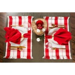 DII® Red Tinsel Plaid Fringed Placemats, 6ct. -Michaels Store D540023S 6