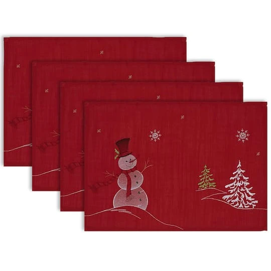 DII® Embroidered Snowman Placemats, 4ct. 2 DII® Embroidered Snowman Placemats, 4ct. - Image 2