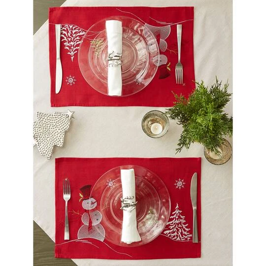 DII® Embroidered Snowman Placemats, 4ct. 11 DII® Embroidered Snowman Placemats, 4ct. - Image 11