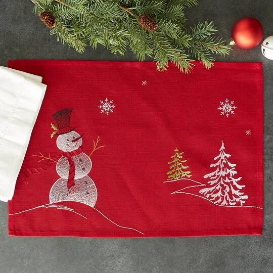 DII® Embroidered Snowman Placemats, 4ct. 9 DII® Embroidered Snowman Placemats, 4ct. - Image 9