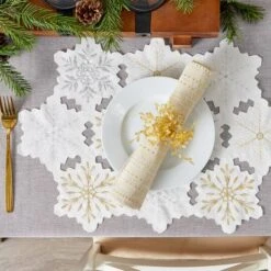 DII® Embroidered Snowflake Placemats, 4ct. -Michaels Store D540029S 10