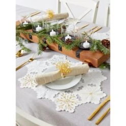 DII® Embroidered Snowflake Placemats, 4ct. -Michaels Store D540029S 6