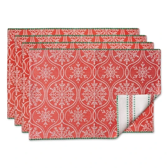 DII® Joyful Snowflakes Jacquard Placemats, 4ct. 2 DII® Joyful Snowflakes Jacquard Placemats, 4ct. - Image 2