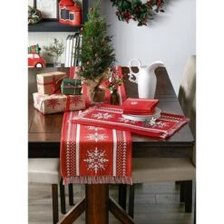 DII® Nordic Snowflake Stripe Jacquard Placemats, 4ct. -Michaels Store D540033S 10