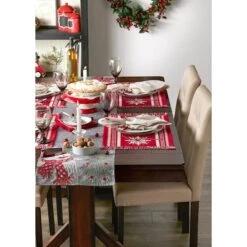 DII® Nordic Snowflake Stripe Jacquard Placemats, 4ct. -Michaels Store D540033S 2