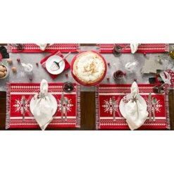 DII® Nordic Snowflake Stripe Jacquard Placemats, 4ct. -Michaels Store D540033S 8